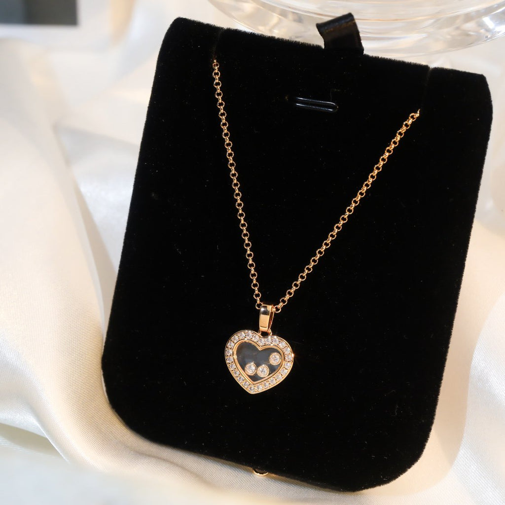 Chopard Heart Pendant Cubic Zirconia Pink Gold Necklace