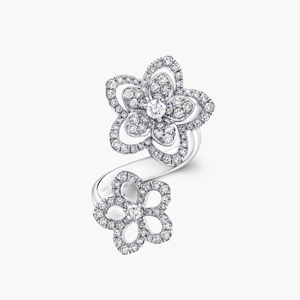 Graff Wild Flower Double Silver Cubic Zirconia Ring