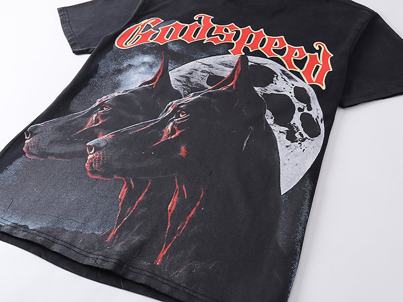 Godspeed Dog & Moon Graphic Washed T-Shirt — detail
