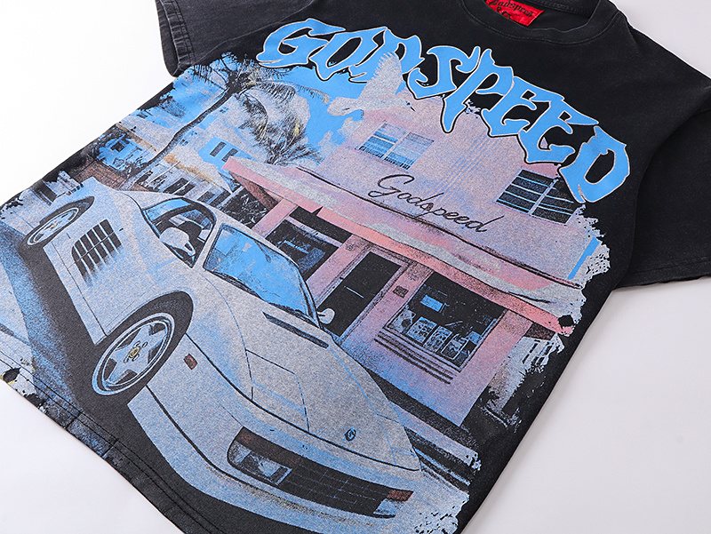 Godspeed Washed Black Rock Graphic T-Shirt — detail