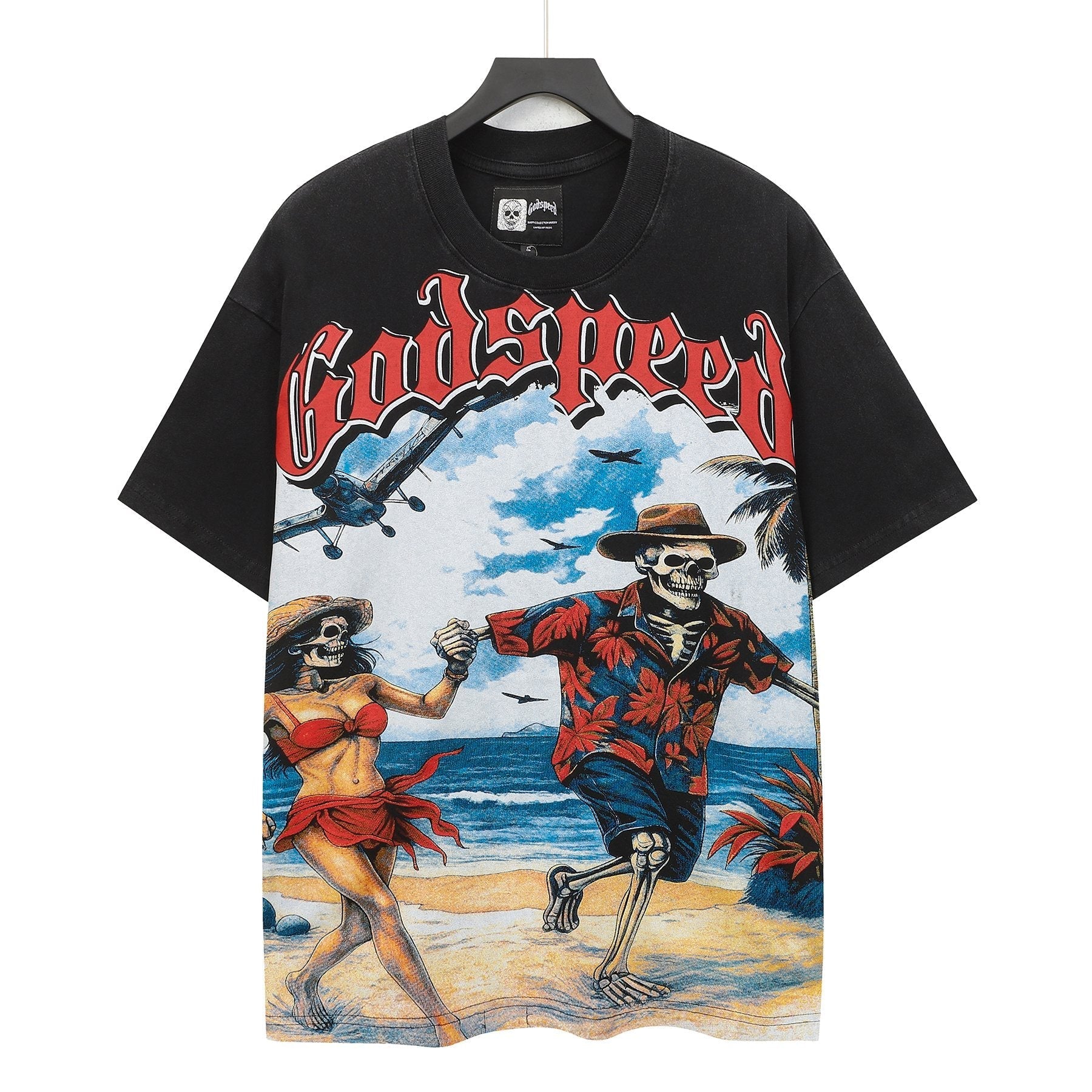 Godspeed Beach Skeleton Graphic T-Shirt — hero