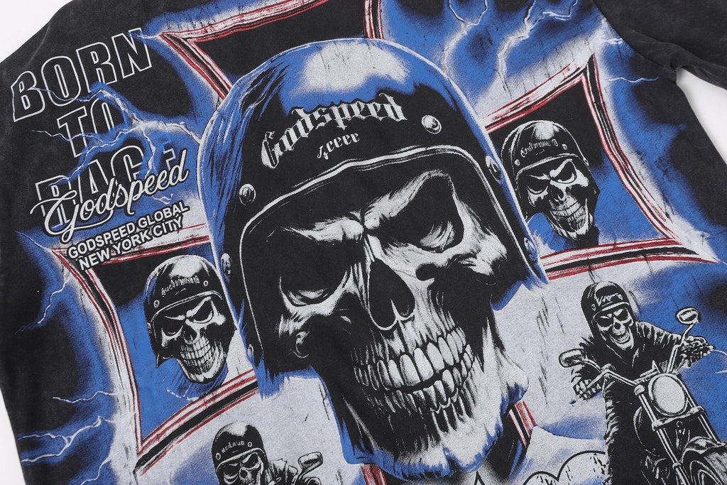 Godspeed Born to Raise Hell Distressed Graphic T-Shirt — detail