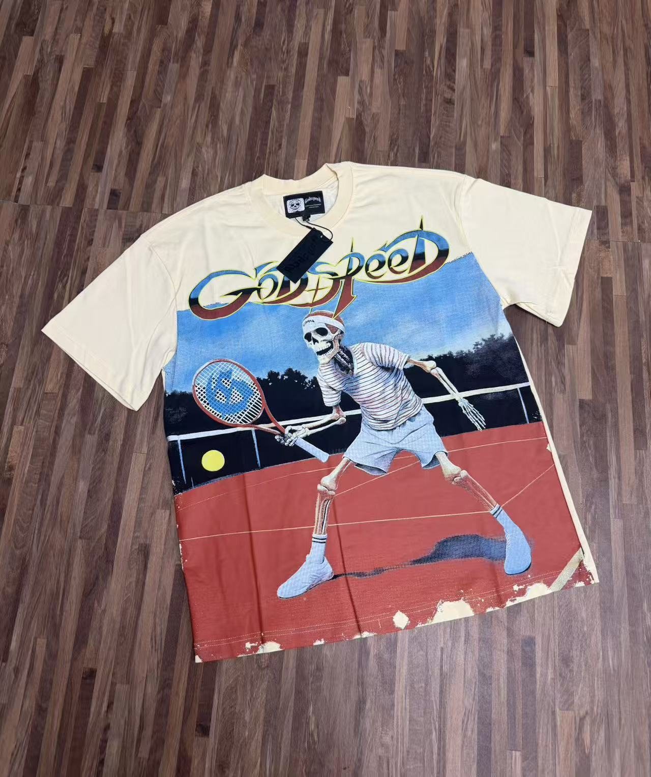 Godspeed Tennis Skeleton Graphic T-Shirt — context