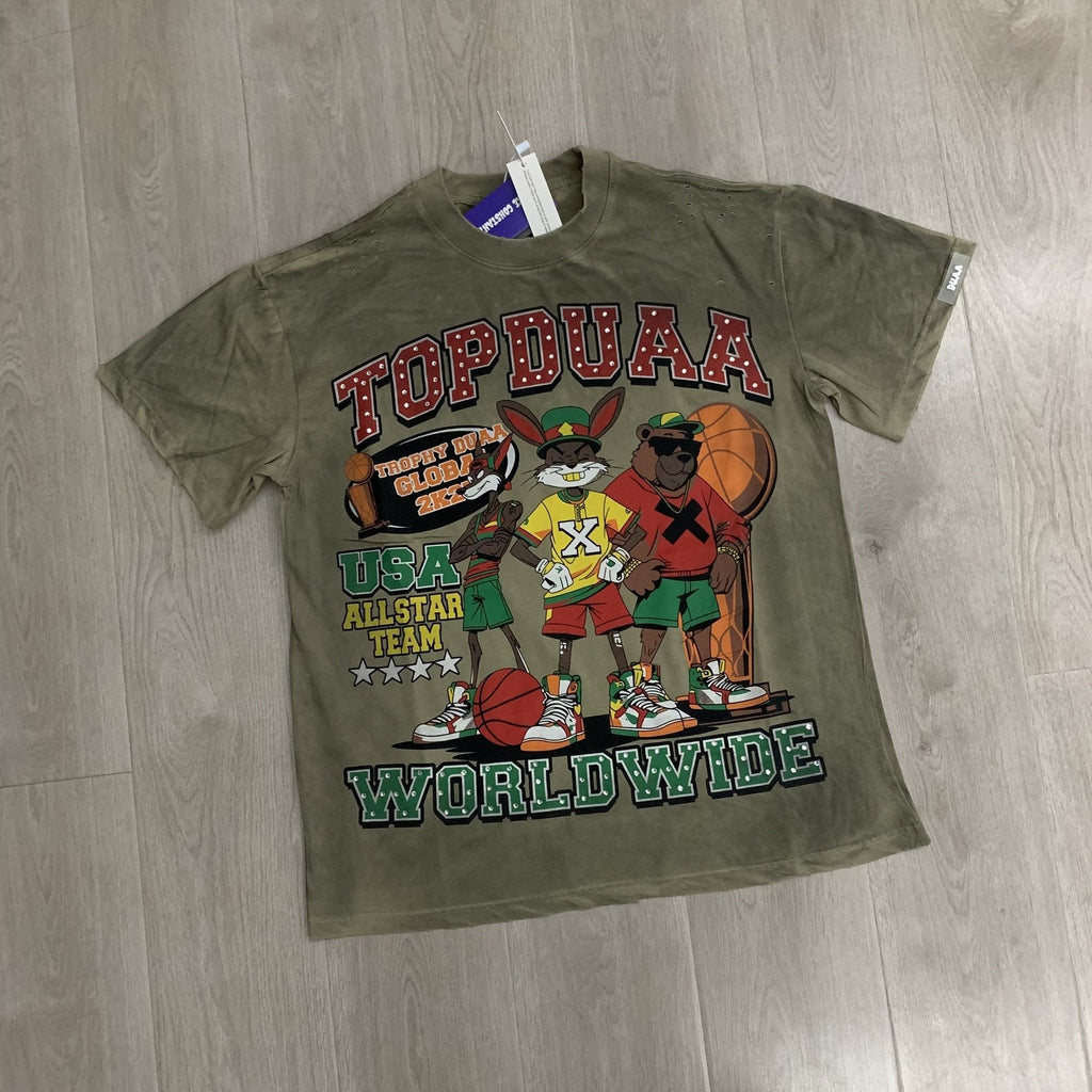 DUAA All Star Basketball Graphic Short-Sleeve T-Shirt - Olive — front