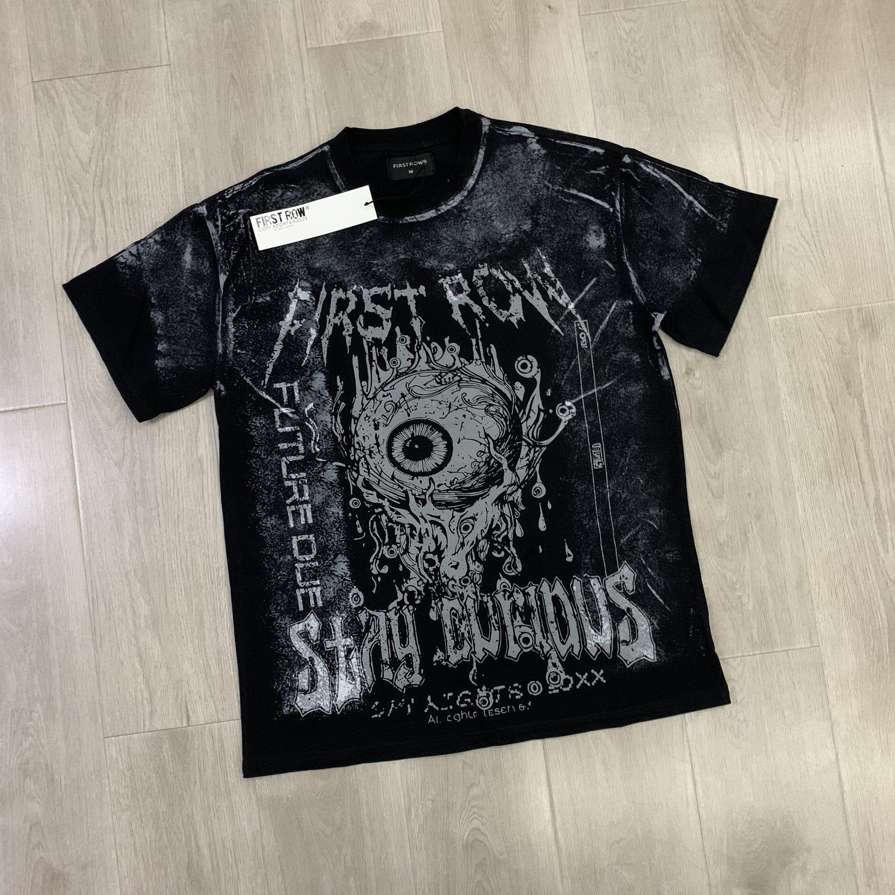 FIRST ROW Stay Curious Eyeball Graphic T-Shirt — front