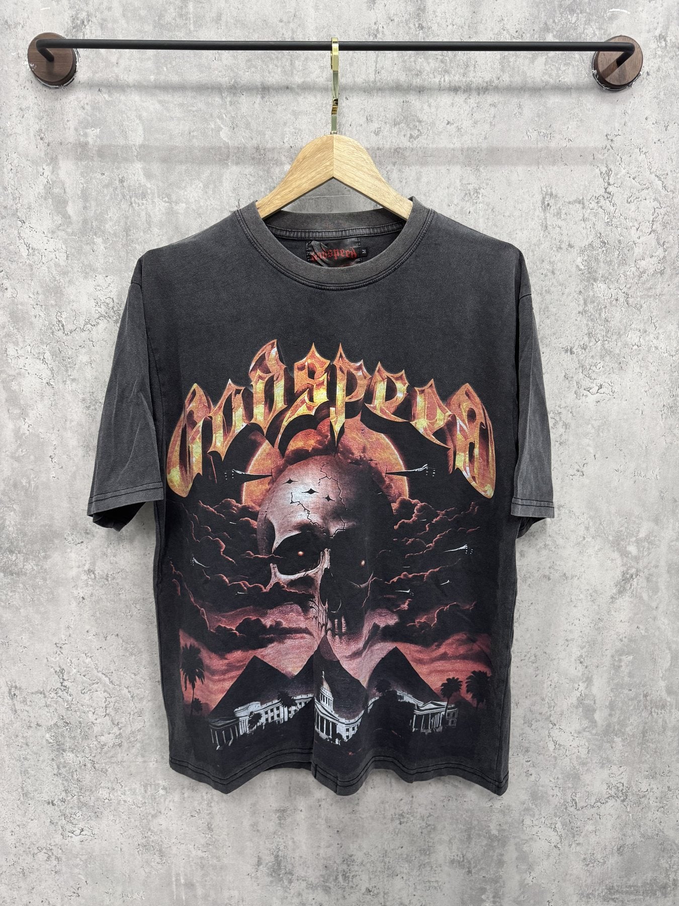 Godspeed Skull Graphic Washed T-Shirt — front