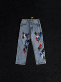 Chrome Hearts Light Blue Cross Patch Jeans — hero